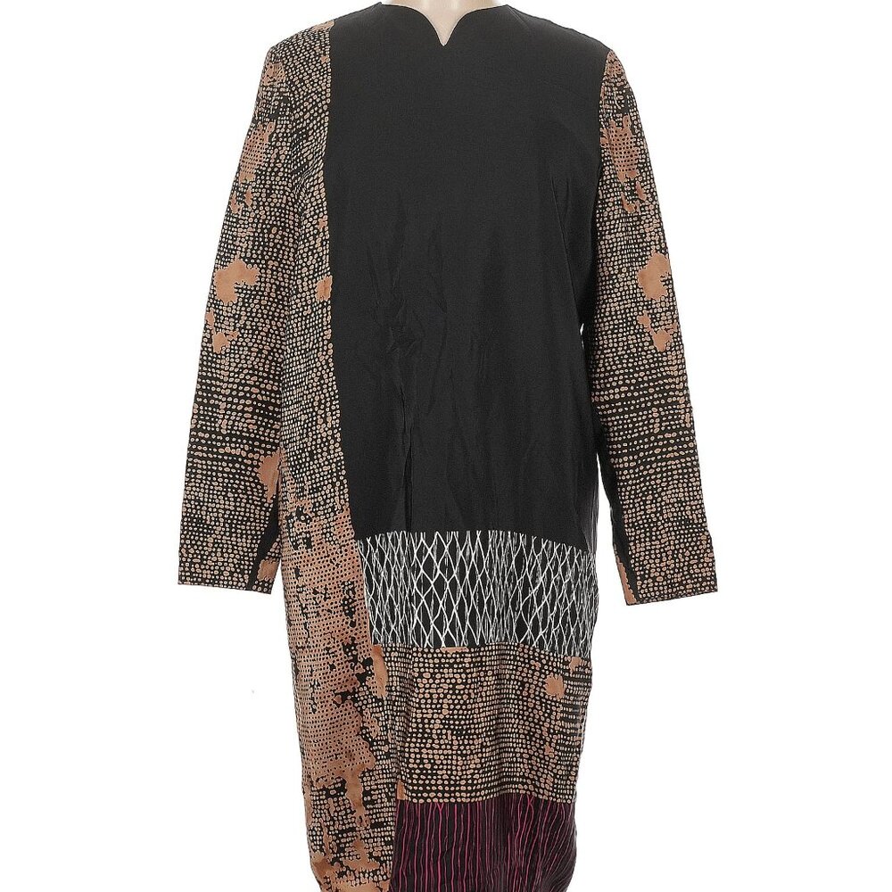 Umi Black and Multicolor Asymmetrical Dress - 100% Silk